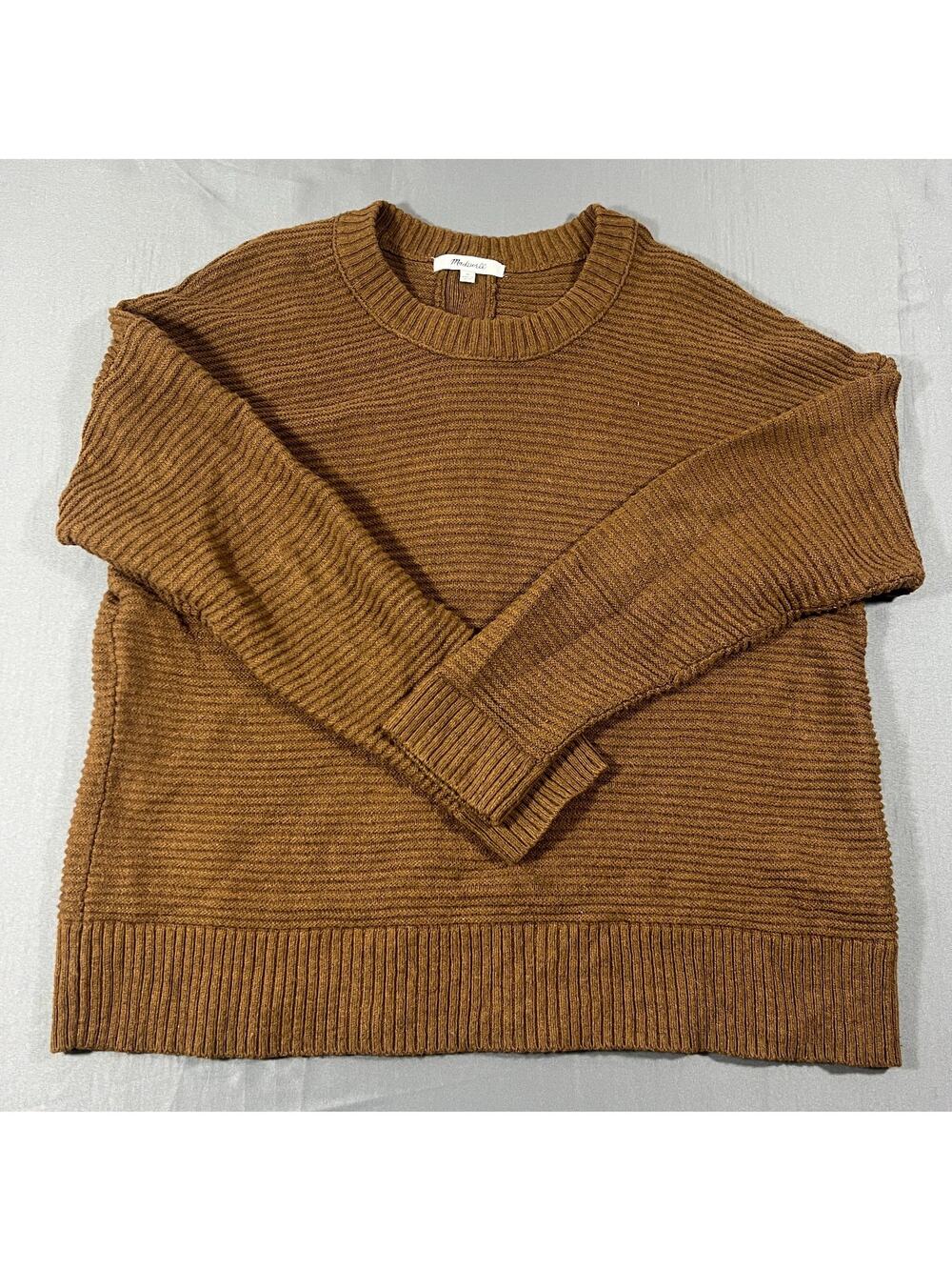 Madewell Greensboro Button Back Sweater Womens Medium Heather Cinnamon Cotton